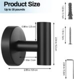 Towel Hooks for Bathroom,2 Packs Wall Mount Towel Holder,Black Matte Wall Robe Hook,Stainless Steel Heavy Duty Door Hanger Towel Hook for Kitchen, Bedroom,Hotel,Pool,Coats(Drilling) - Image 2