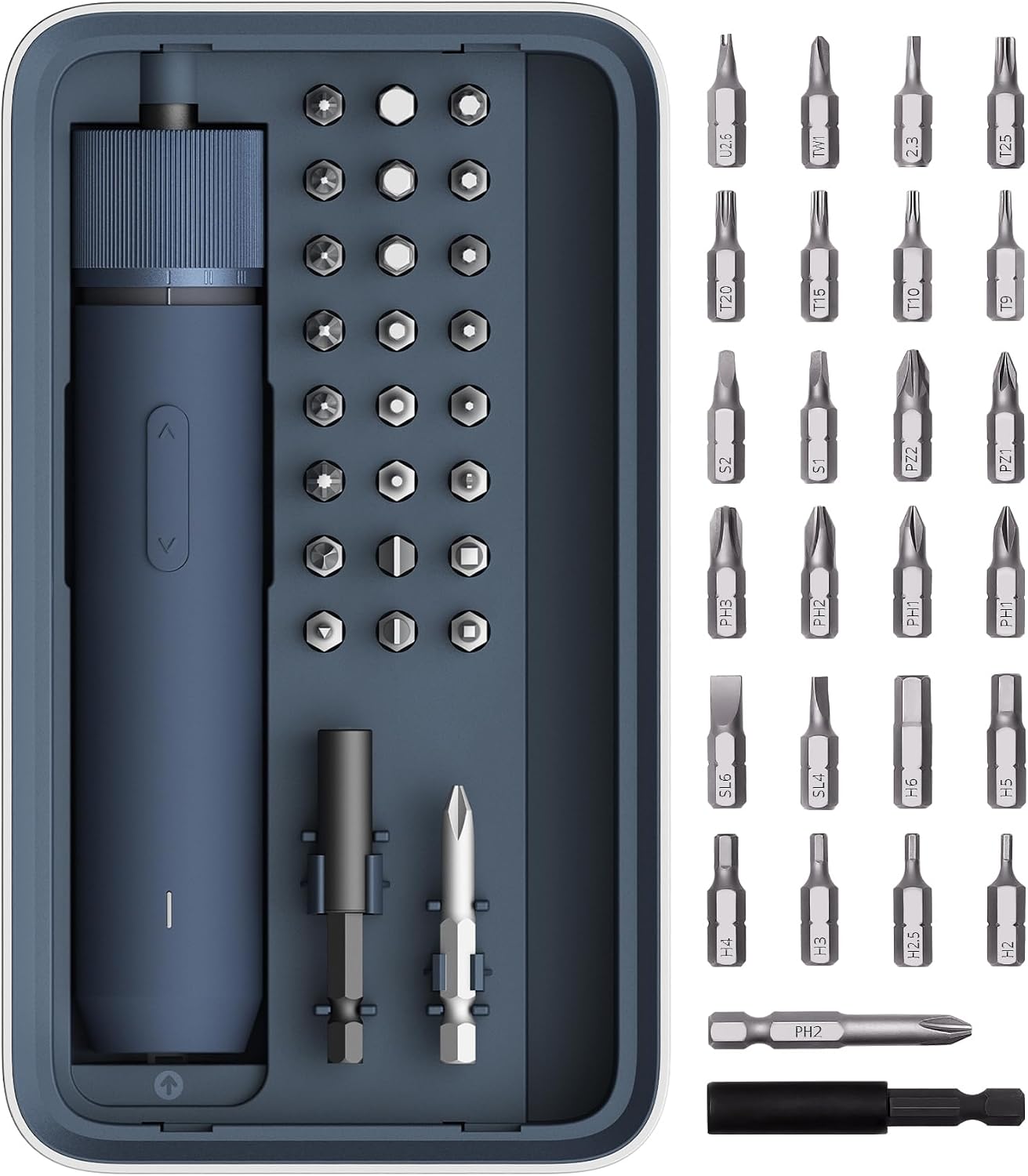 711E-1W75iL._AC_SL1500_.jpg 25-Piece Upgraded Electric Screwdriver Kit, 1/4'' Hex, Magnetic Lid, 1500mAh Rechargeable Cordless Screwdriver, LED Light, Ideal for Furniture Assembly, Home Repair & Garage Projects - Image 1