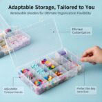 2 Pack 15 Grids Clear Plastic Organizer Box with Adjustable Dividers, Craft Storage Containers for Jewelry, Beads, Screws, Tackle Box, Washi Tapes, Small Parts Organizer for Arts and Crafts - Image 2