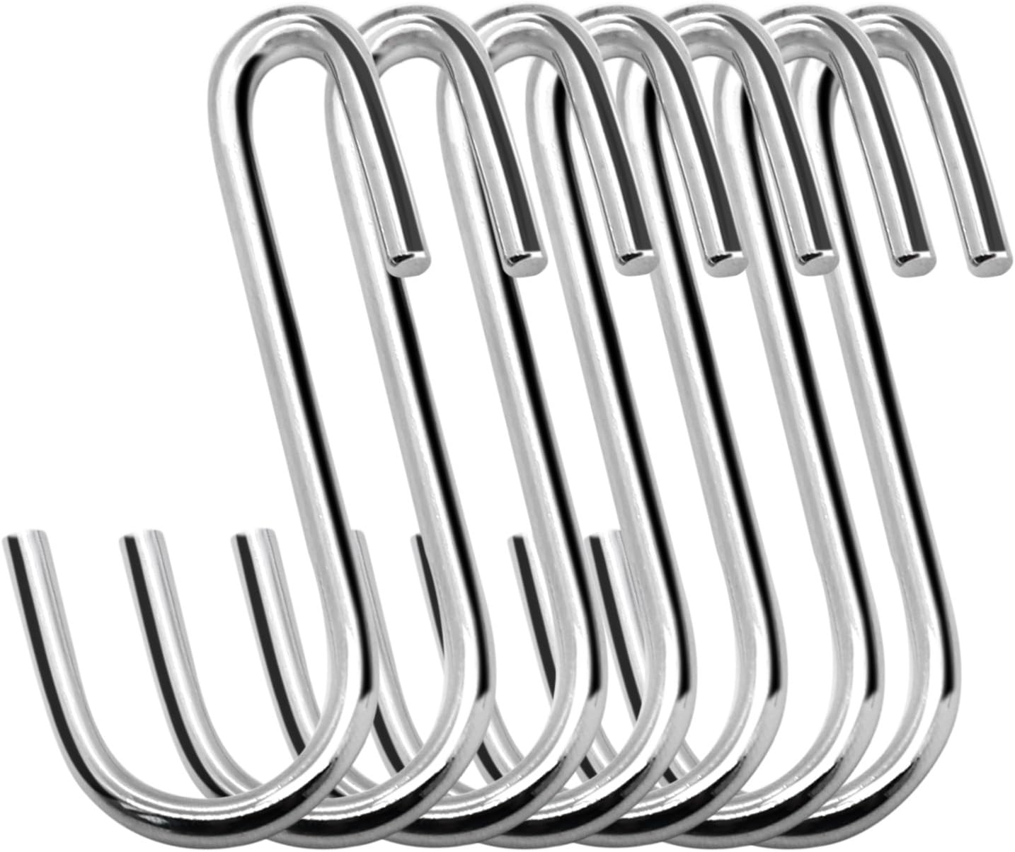 71MJcg-XumL._AC_SL1500_.jpg 30 Pack 2.4 inches Heavy Duty S Hooks for Hanging, Pan Pot Holder Wire Shelves Rack Hooks for Hanging, S Shaped Hanger Metal Hooks for Kitchen Pots Utensils Jeans Clothes Bags Hats Towels Plants - Image 1