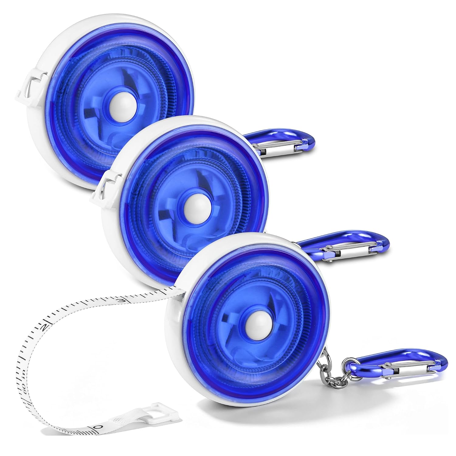 71soSIQLEoL._SL1500_.jpg 3-Pack Soft Tape Measure, 60-Inch(150cm) Retractable Measuring Tape for Body Measurements, Sewing, Tailoring, Fabric, Cloth, Knitting and Crafts, Dual-Sided Scales with Carabiner Clip, Blue - Image 1